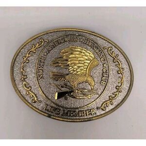 Vintage North American Hunting Club Life Member Belt Buckle
